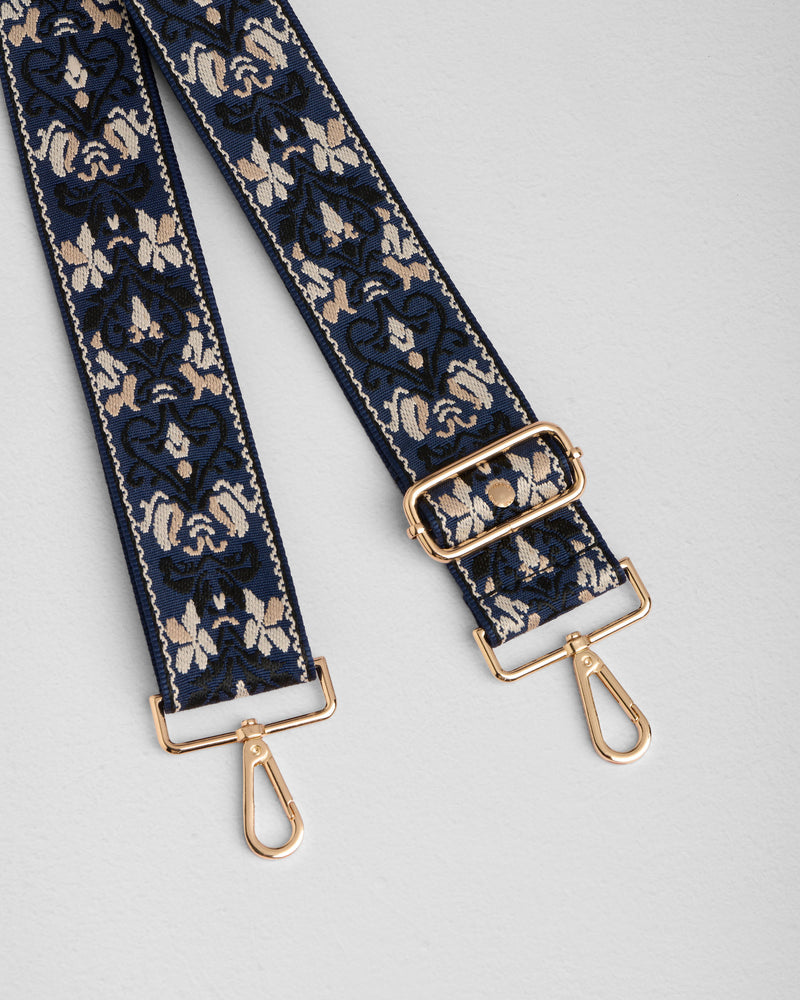 Strap Navy & Black Floral-Pom Pom London