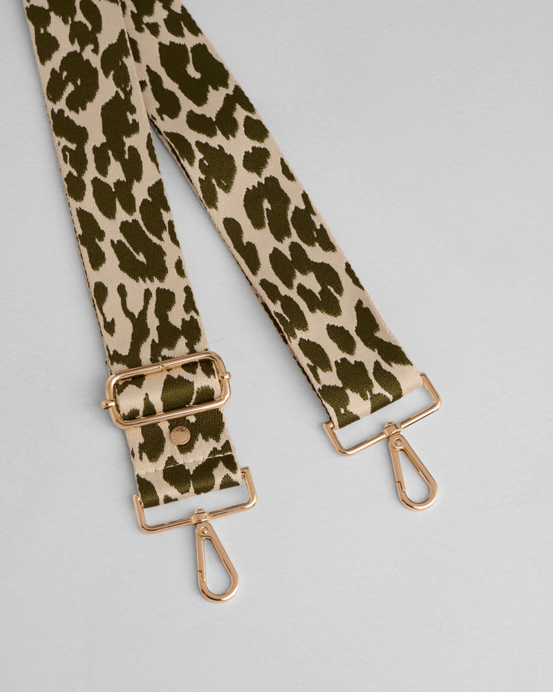Strap Olive Green Leopard Print-Pom Pom London