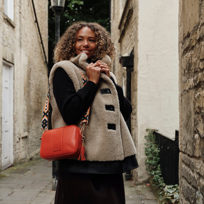 Strap Orange & Green Embroidered-Pom Pom London