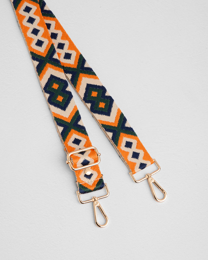 Strap Orange & Green Embroidered-Pom Pom London