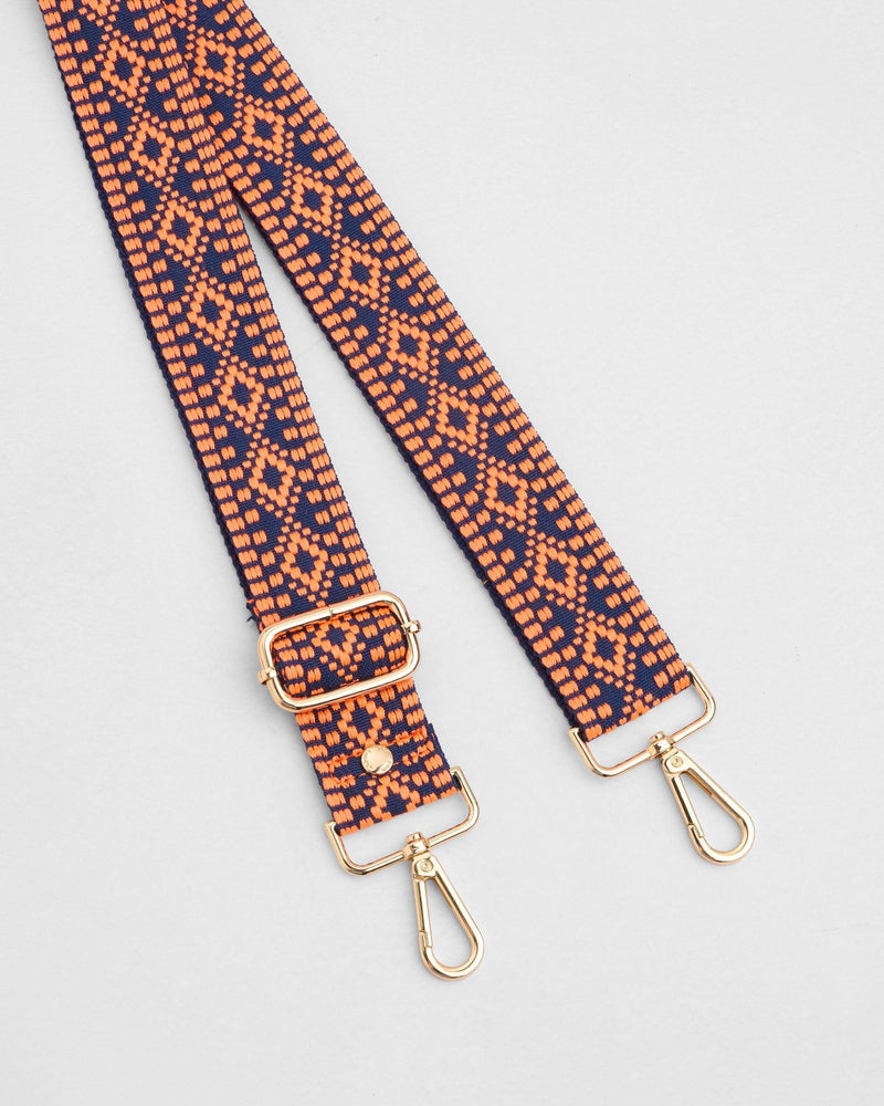Strap Orange & Navy Diamond-Pom Pom London