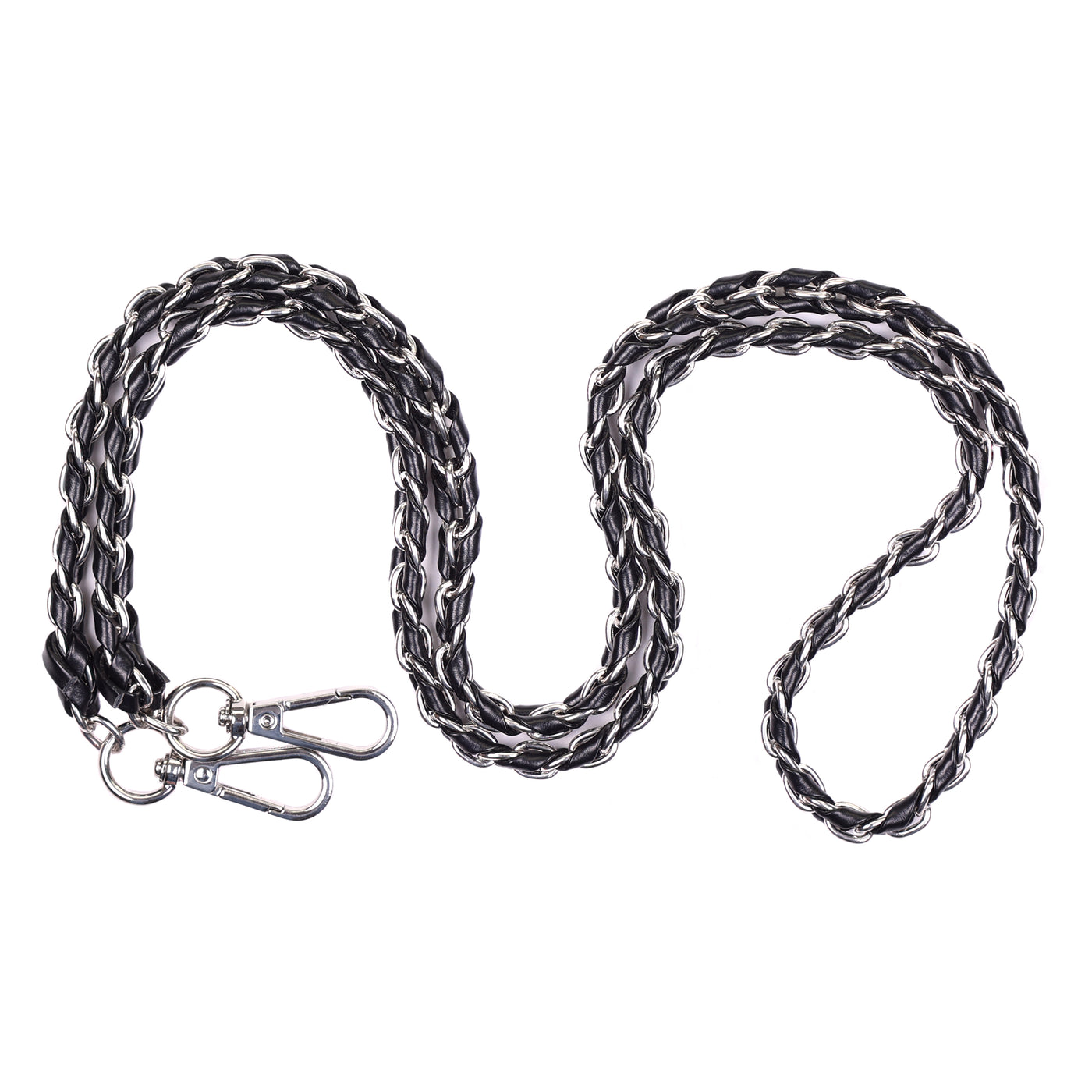 Strap Silver Chain Black Weave-Pom Pom London