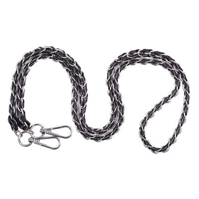 Strap Silver Chain Black Weave-Pom Pom London