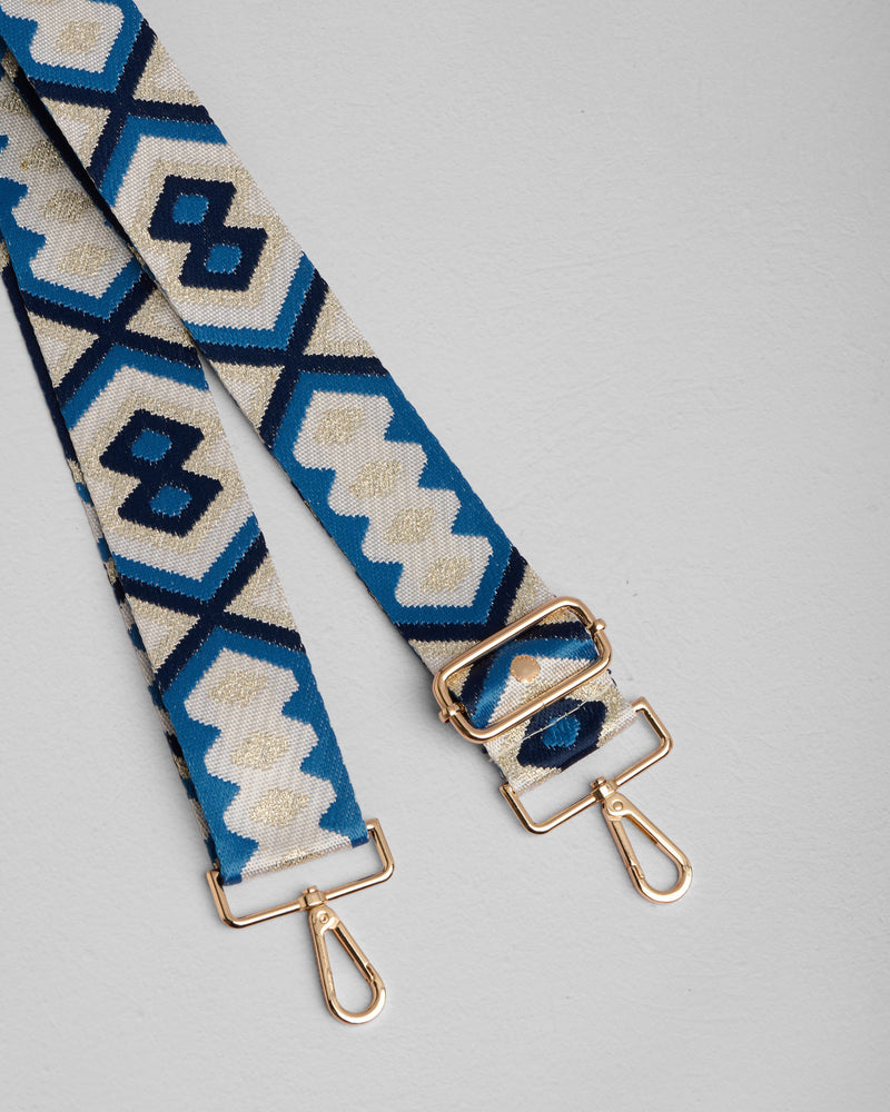 Strap Slate Blue Sparkle Embroidered-Pom Pom London
