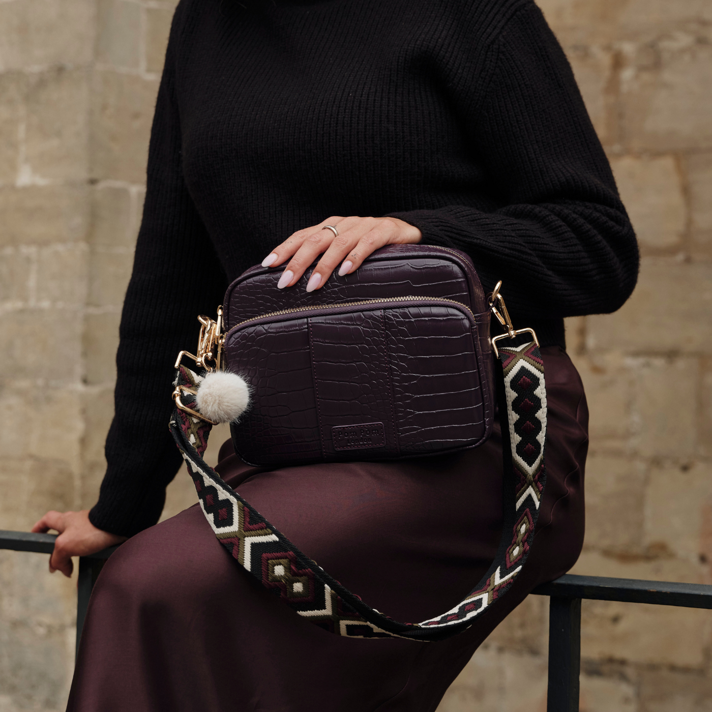 Strap Violet Fig Embroidered-Pom Pom London