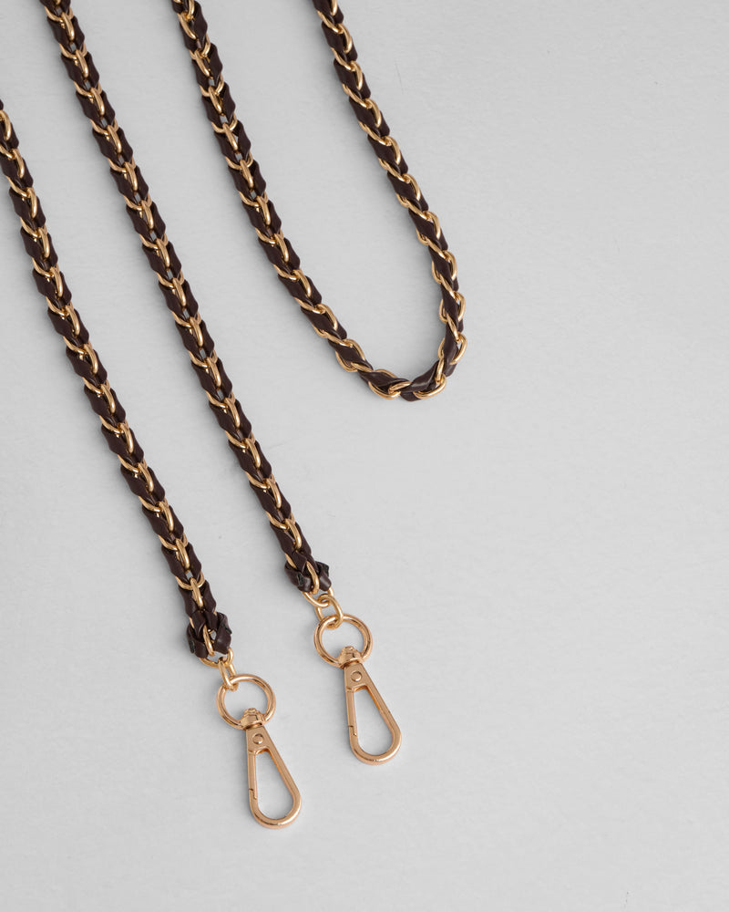 Strap Gold Chain Chocolate Weave-Pom Pom London