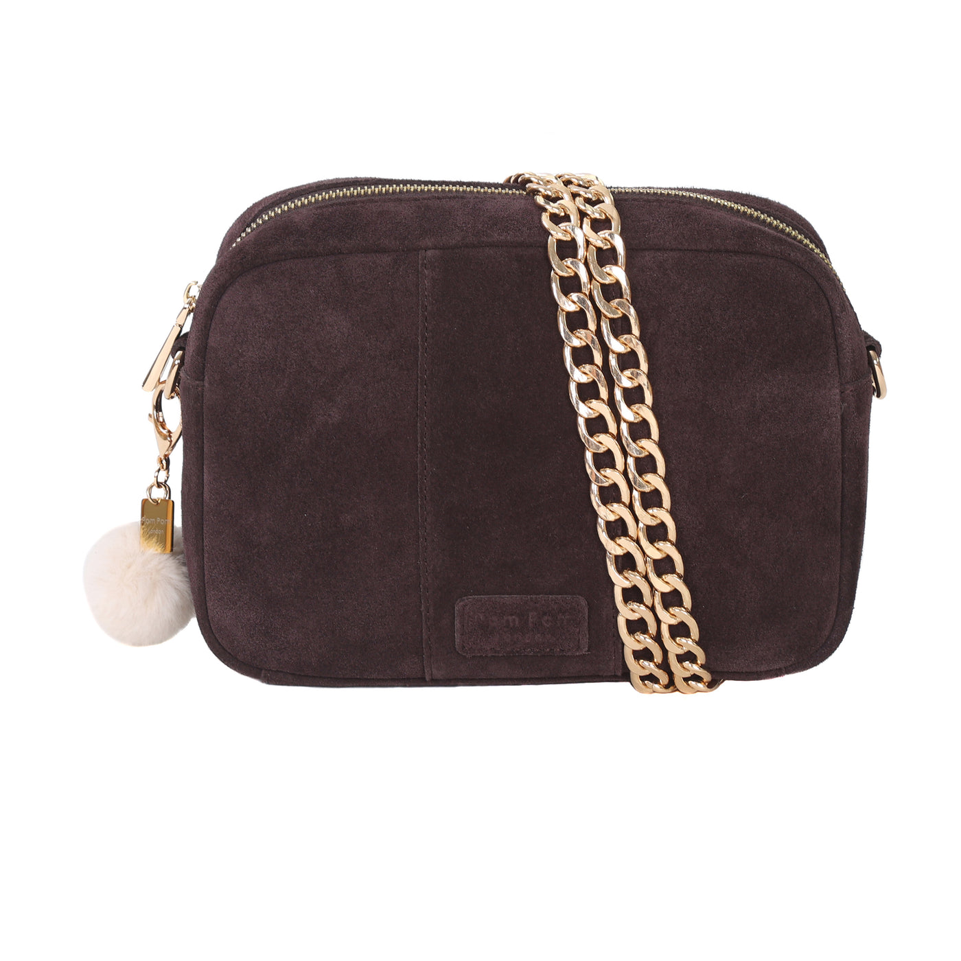 Pom Pom London City Suede Bag Chocolate Plum