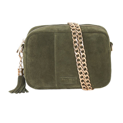 Pom Pom London City Suede Bag Olive Green