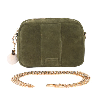 Pom Pom London City Suede Bag Olive Green