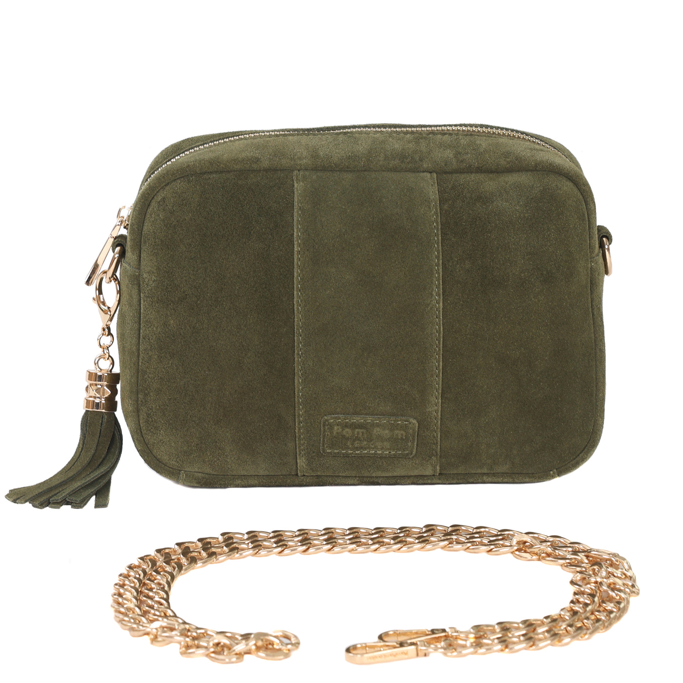 Pom Pom London City Suede Bag Olive Green