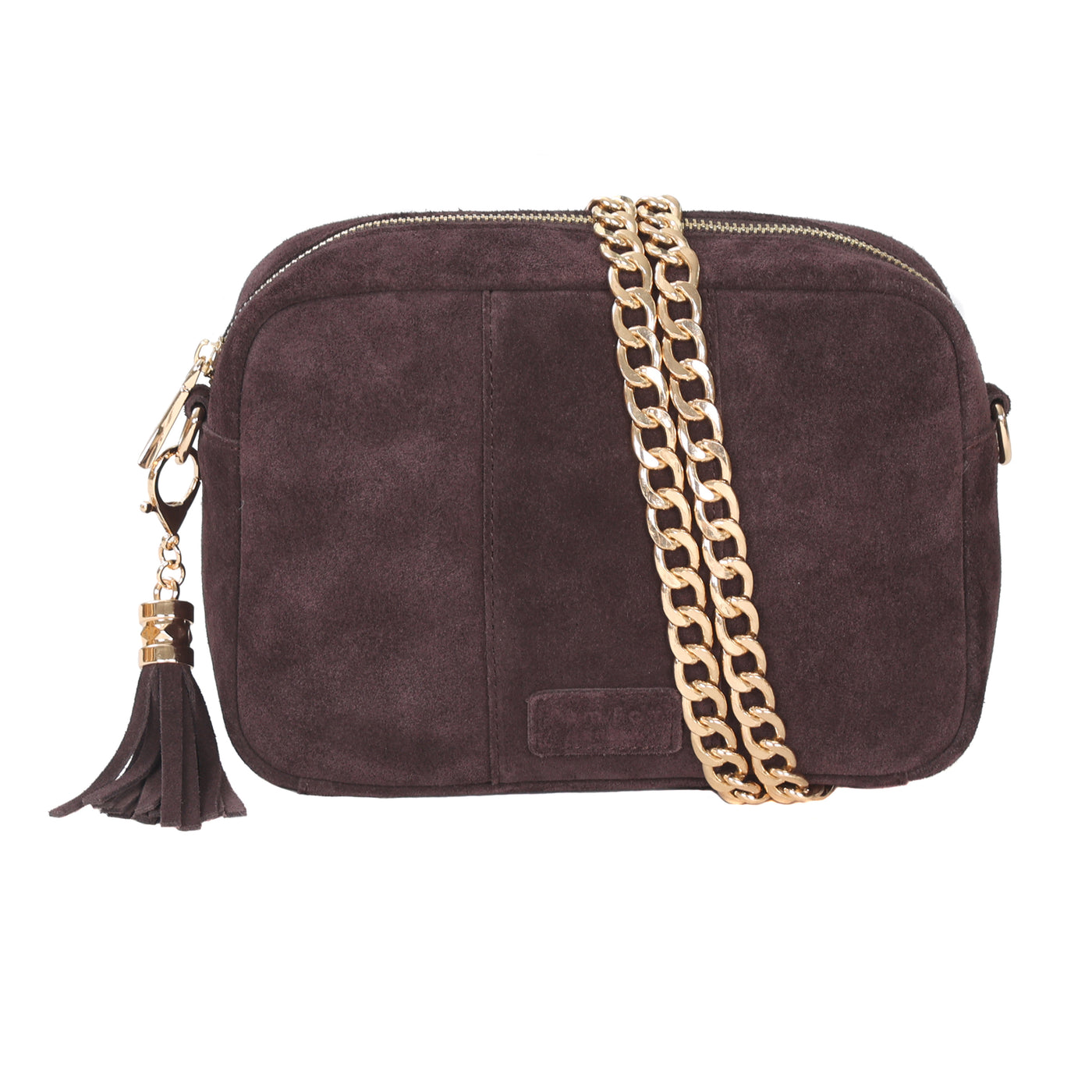 Pom Pom London City Suede Bag Chocolate Plum