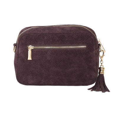 Pom Pom London City Suede Bag Chocolate Plum