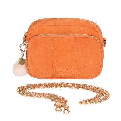 Mayfair Suede Bag Tangerine & Accessories - Pom Pom London