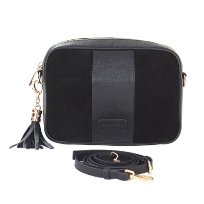 City Suede & Leather Bag Black