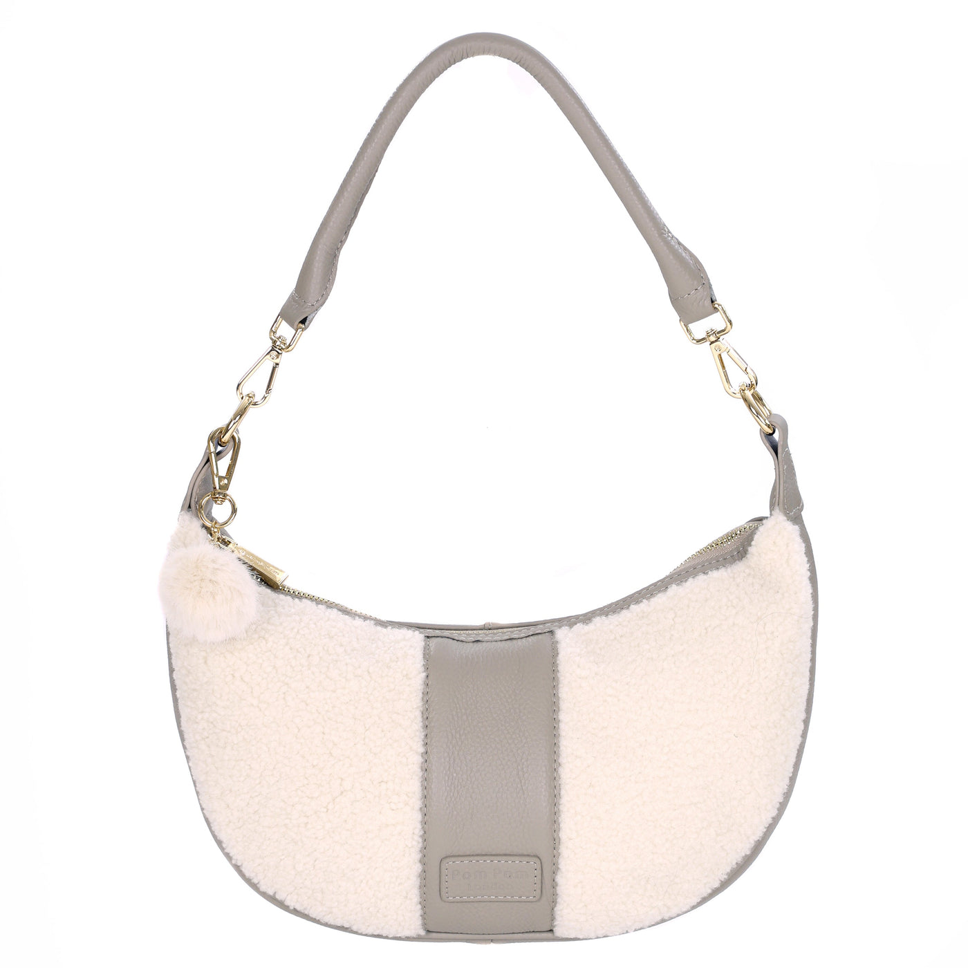 Sutton Sling Bag Faux Fleece & Stone Leather-Pom Pom London