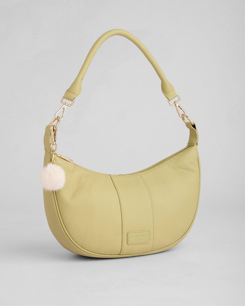 Pale Fern Sutton Sling Bag - full-grain leather bag | Pom Pom London