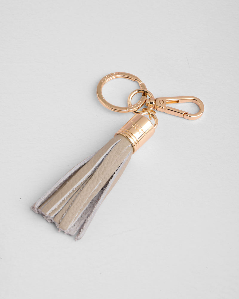 Leather Tassel in Stone by Pom Pom London