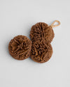 Triple Leather Pom Pom Keyring Maple