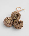 Triple Leather Pom Pom Keyring Mocha