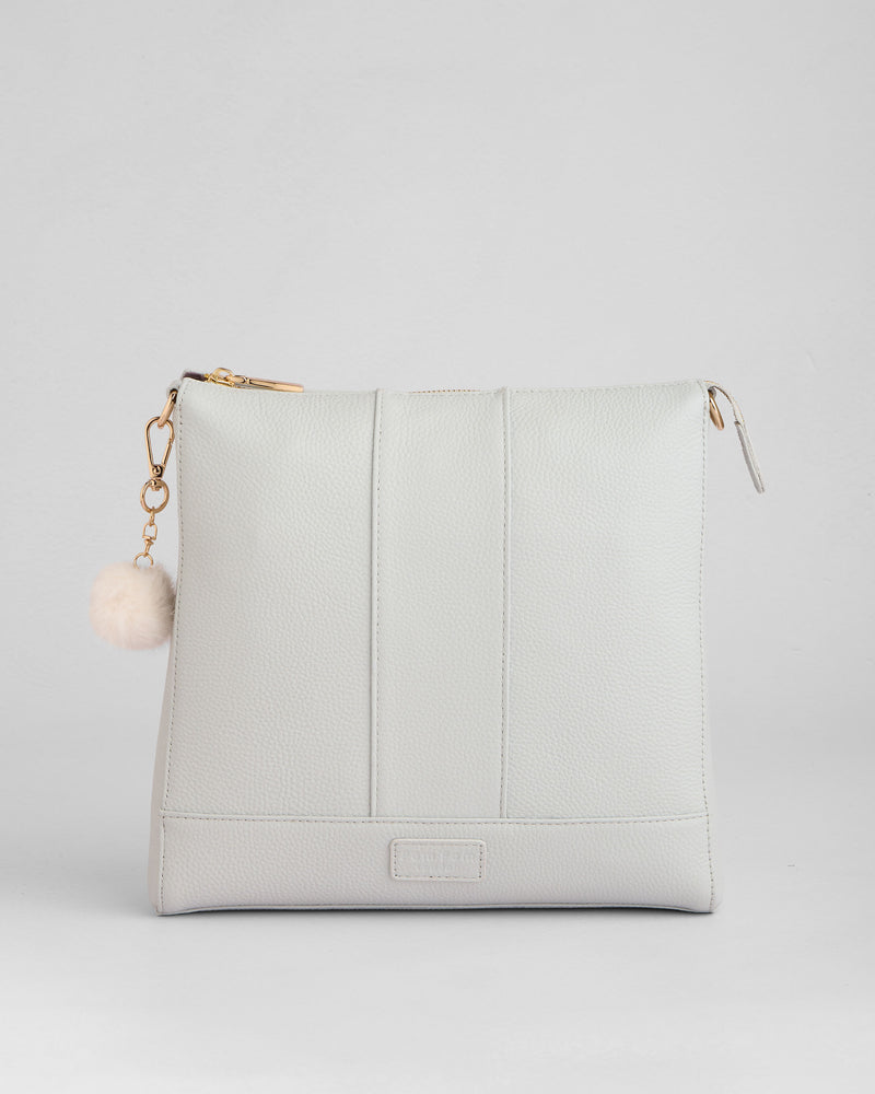 Salt Grey Westminster Bag - full-grain leather bag | Pom Pom London