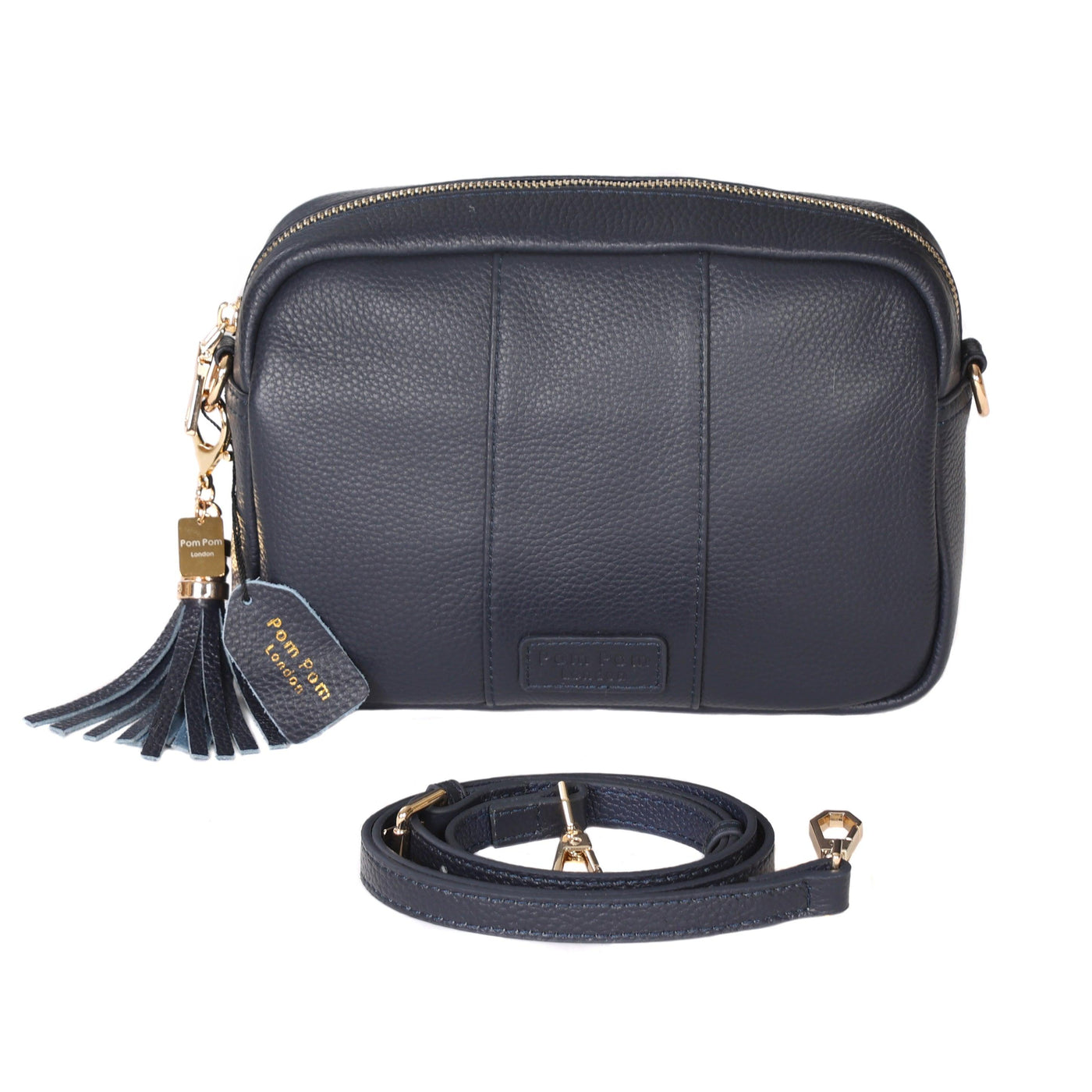 Fendi Vintage Blue Stitch Black Leather Tassel Crossbody Bag