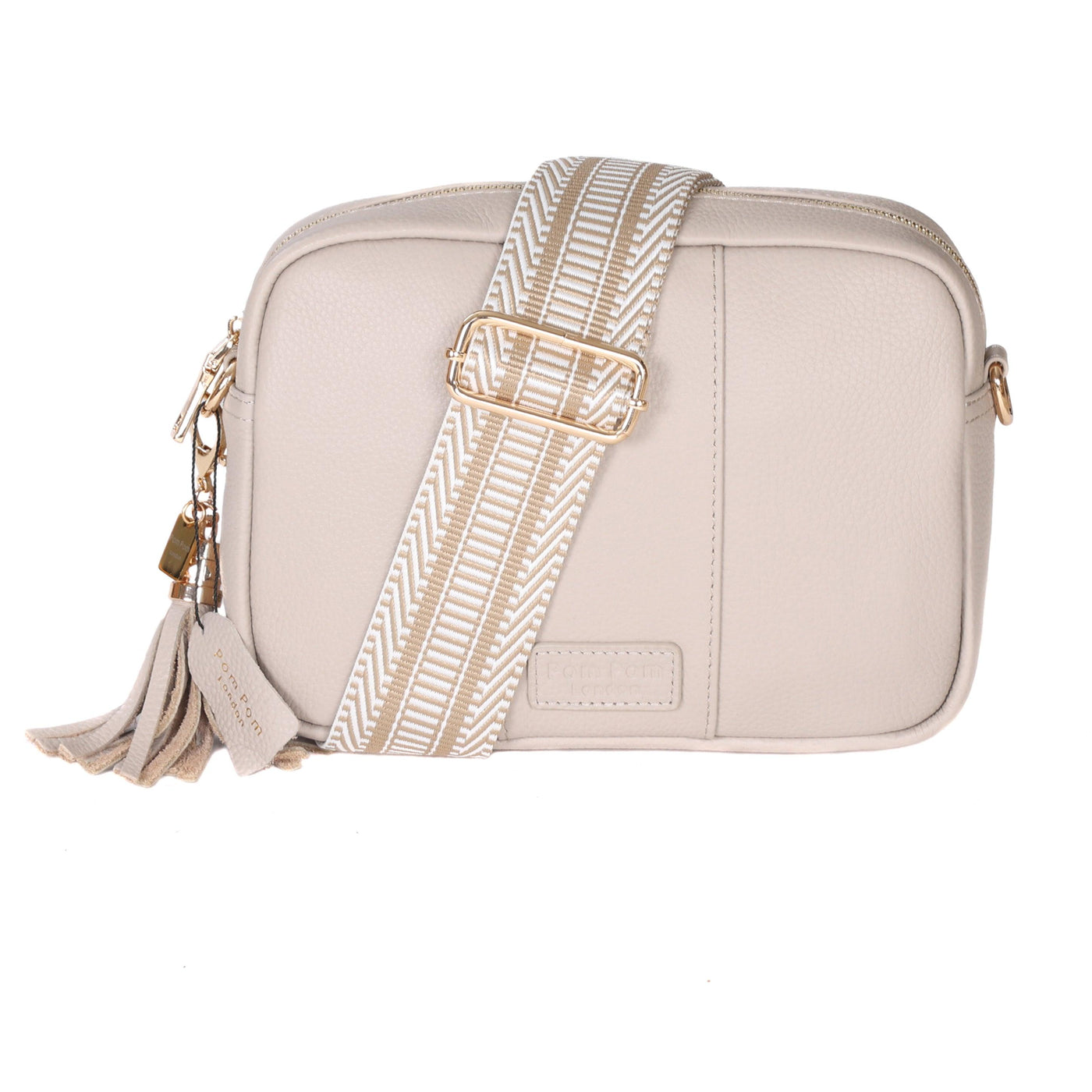 Pom Pom London City Bag Leather Crossbody Bag In Stone Pom pom london city bag leather crossbody bag in stone