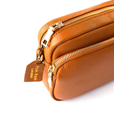 Mayfair - Leather Crossbody bag in Tan – Pom Pom London